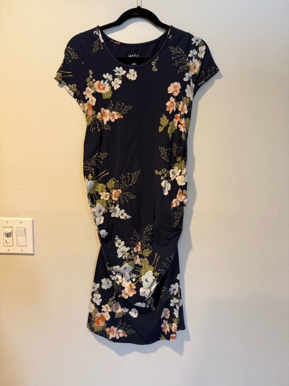 Isabel Maternity by Ingrid & Isabel Navy Floral Short-Sleeve Midi Dress